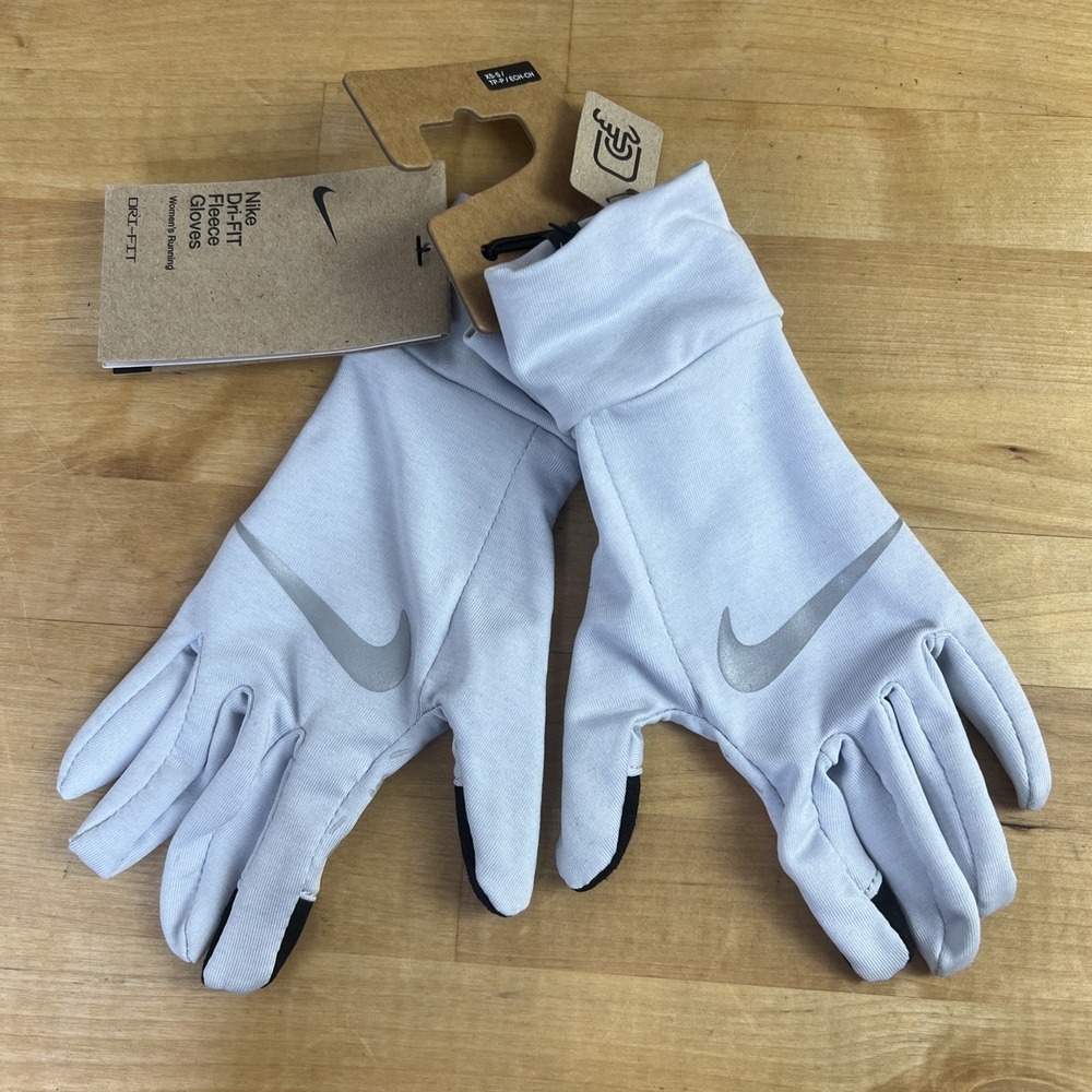 NWT Nike Dri-FIT Fleece Gloves Women's Running Touchscreen Compatible White XS/S